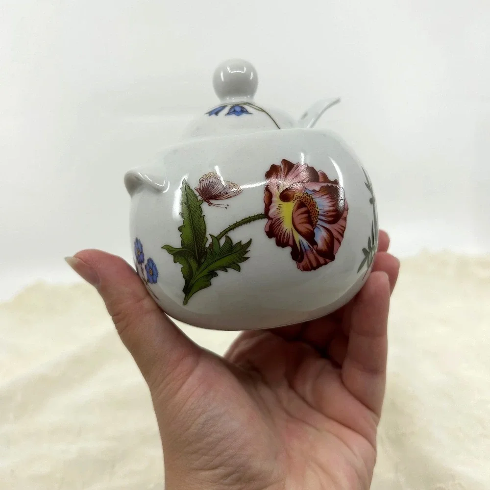 Vintage Floral Flower Sugar Bowl with Spoon Carolina Pattern Cordon Bleu Bia